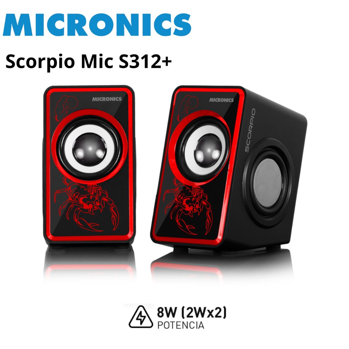 MICRONICS - Parlante Multimedia Gamer Micronics Scorpio Mic S312+ Negro-Rojo USB