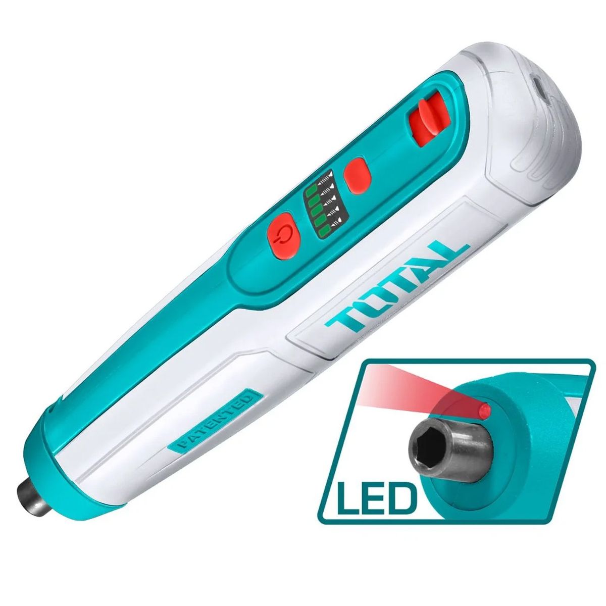 TOTAL TOOLS - Destornillador inalambrico recargable TOTAL 4V 43 pcs estuche 5N.m