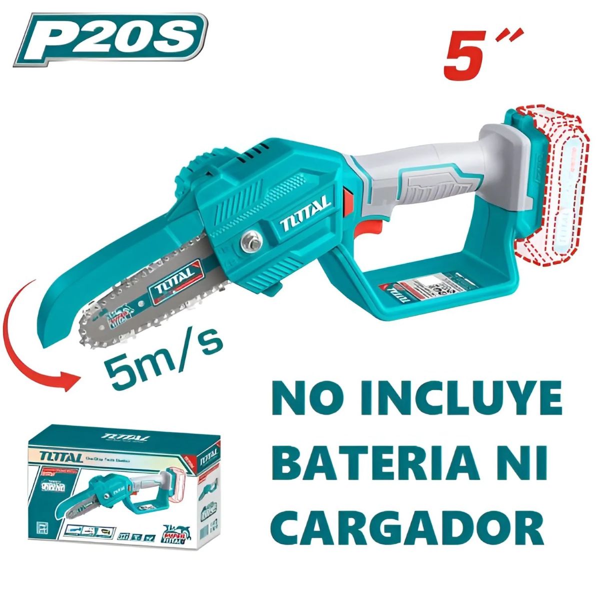 TOTAL TOOLS - Minimotosierra Podadora Inalámbrica 5 Pulgadas Solo Cabezal-TGSLI2058