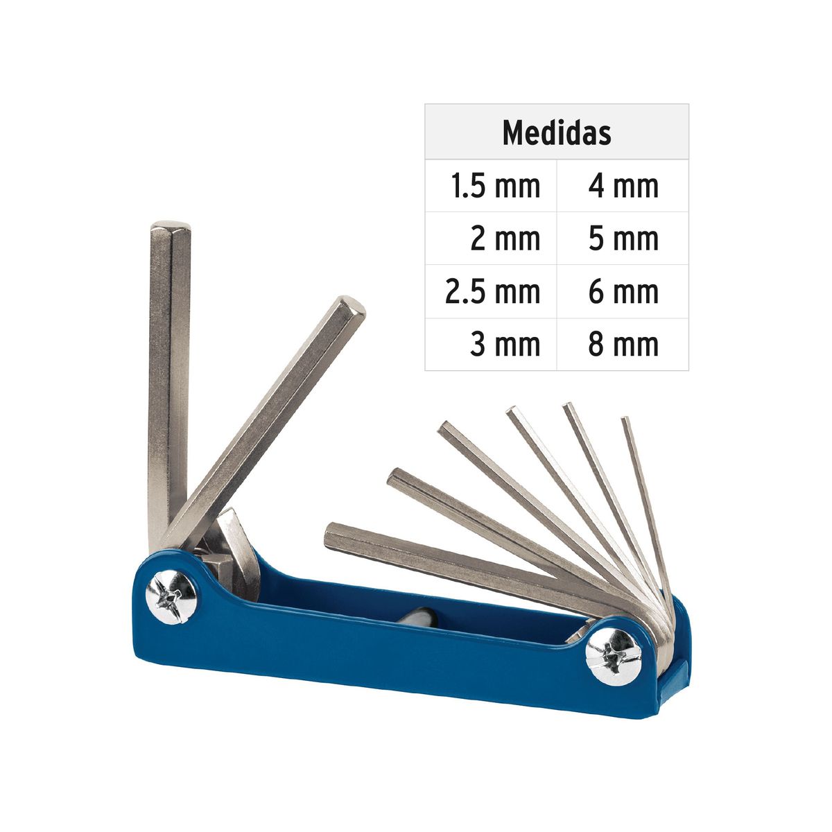 TRUPER - Juego de 8 Llaves Allen mm Tipo Navaja, Cuerpo de Lámina
