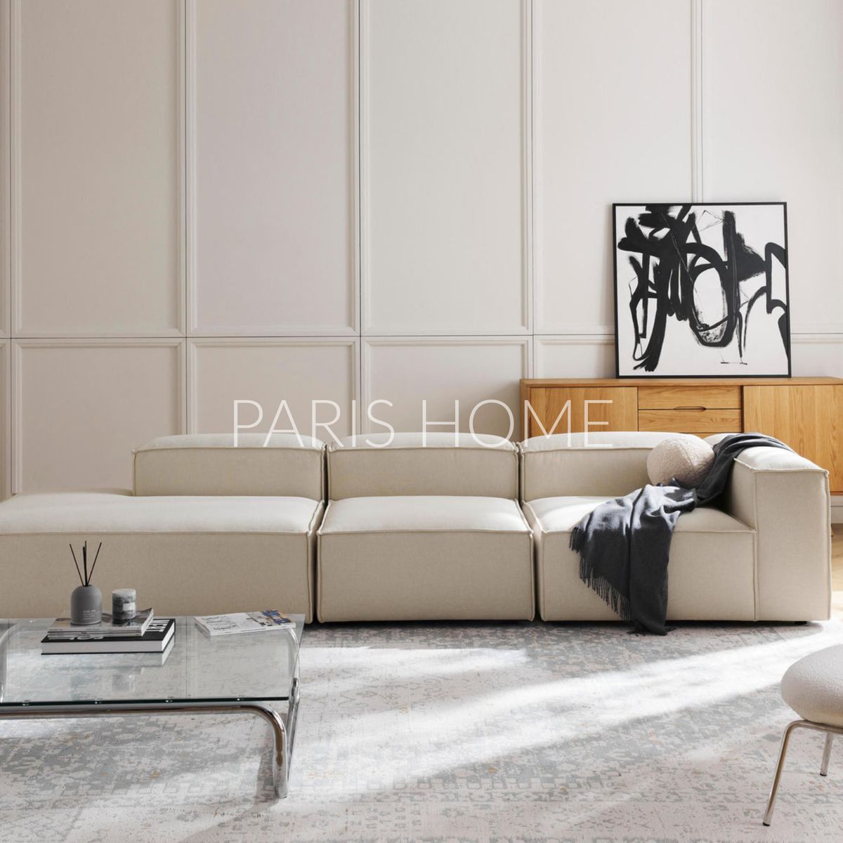 GENERICO - Seccional Derecho Divan Modular Grande Monarch Tejido - Blanco