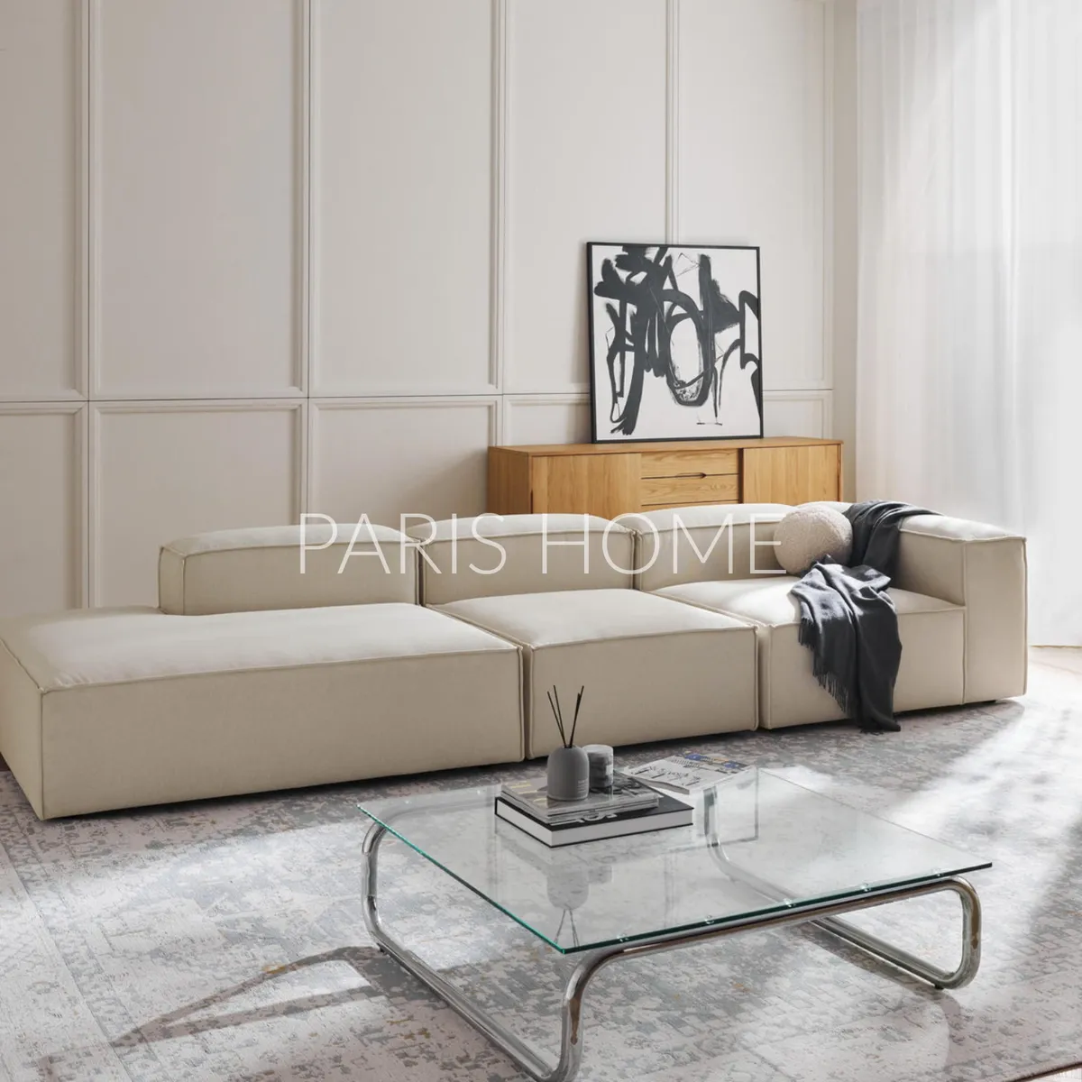 GENERICO - Seccional Derecho Divan Modular Grande Monarch Tejido - Blanco