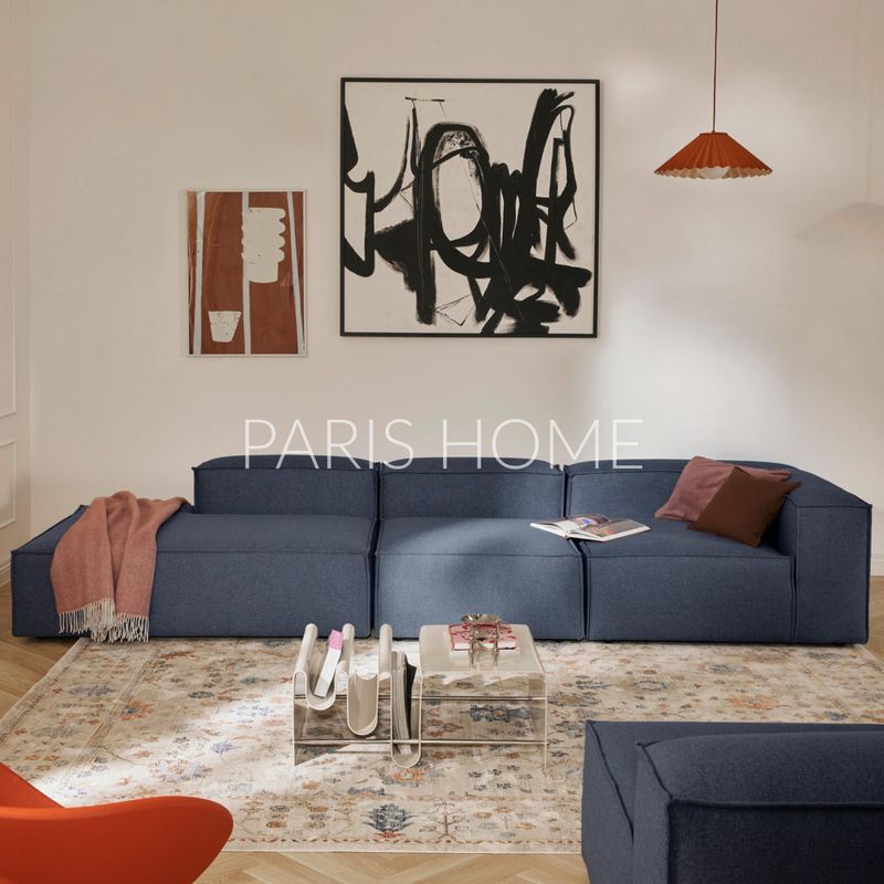 GENERICO - Seccional Derecho Divan Modular Grande Monarch Tejido - Azul Oscuro