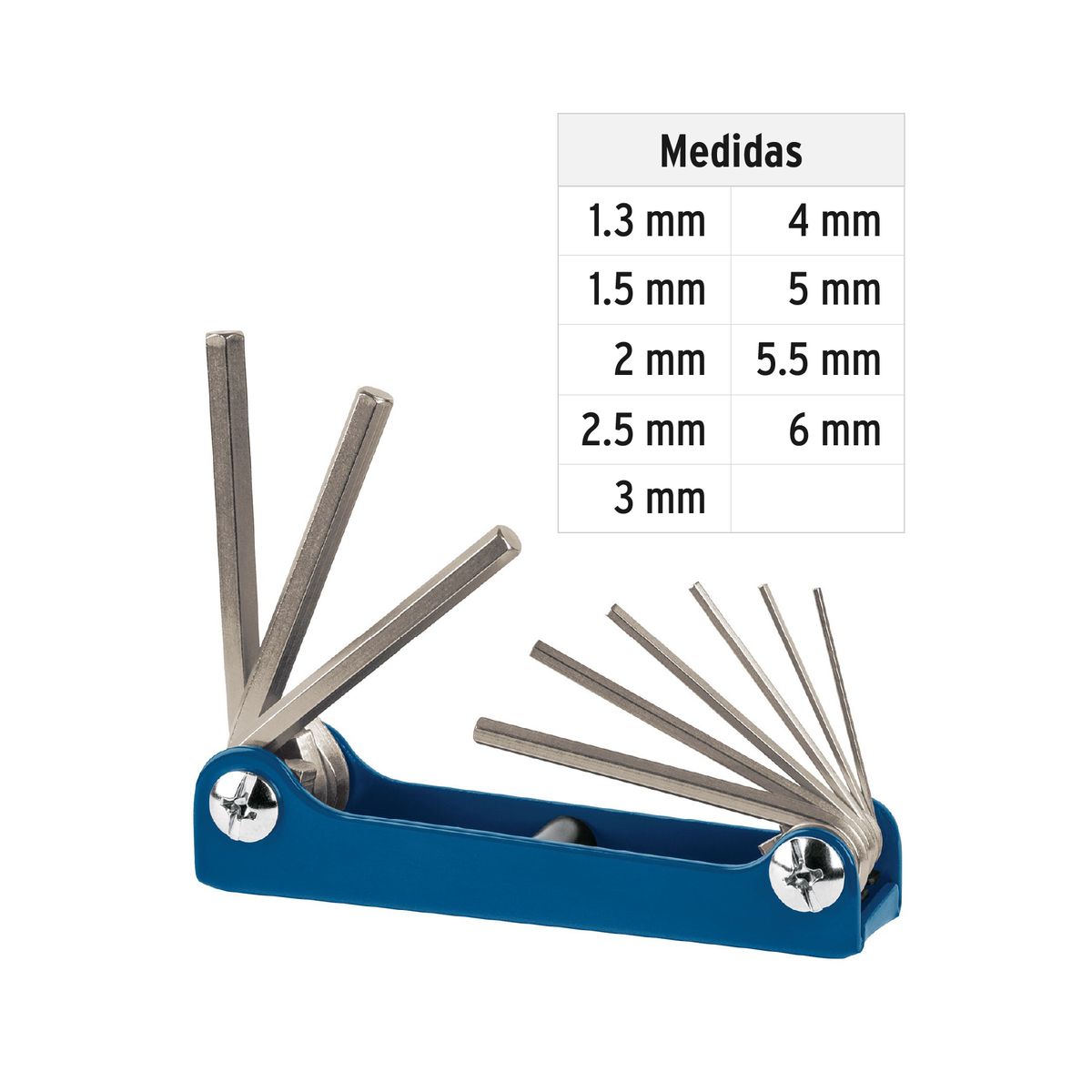 TRUPER - Juego de 9 Llaves Allen mm Tipo Navaja, Cuerpo de Lámina