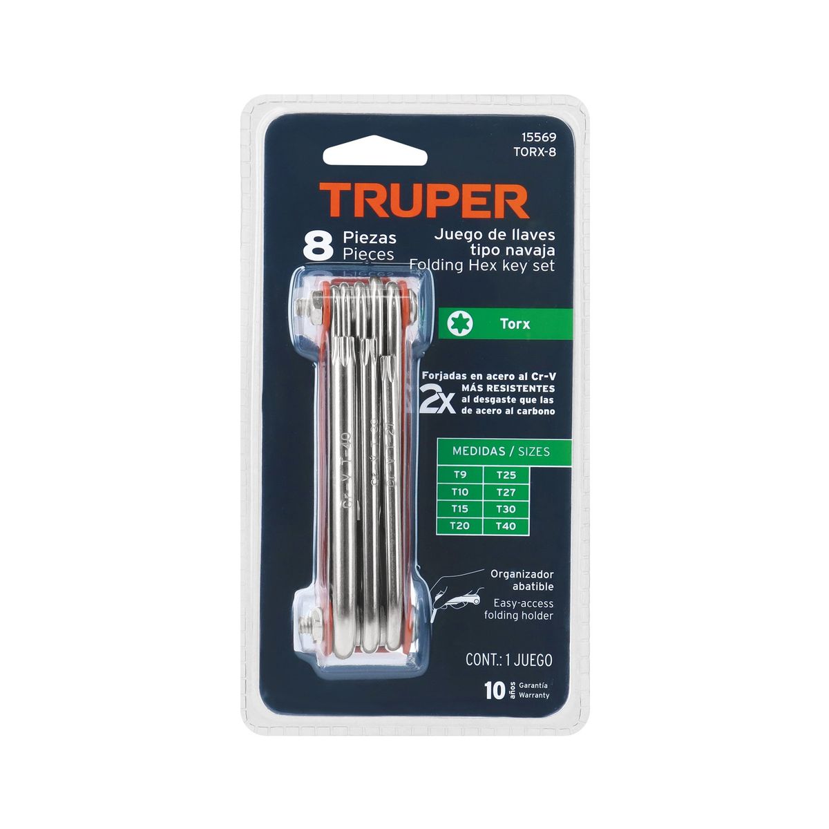 TRUPER - Juego De 8 Llaves Torx Tipo Navaja