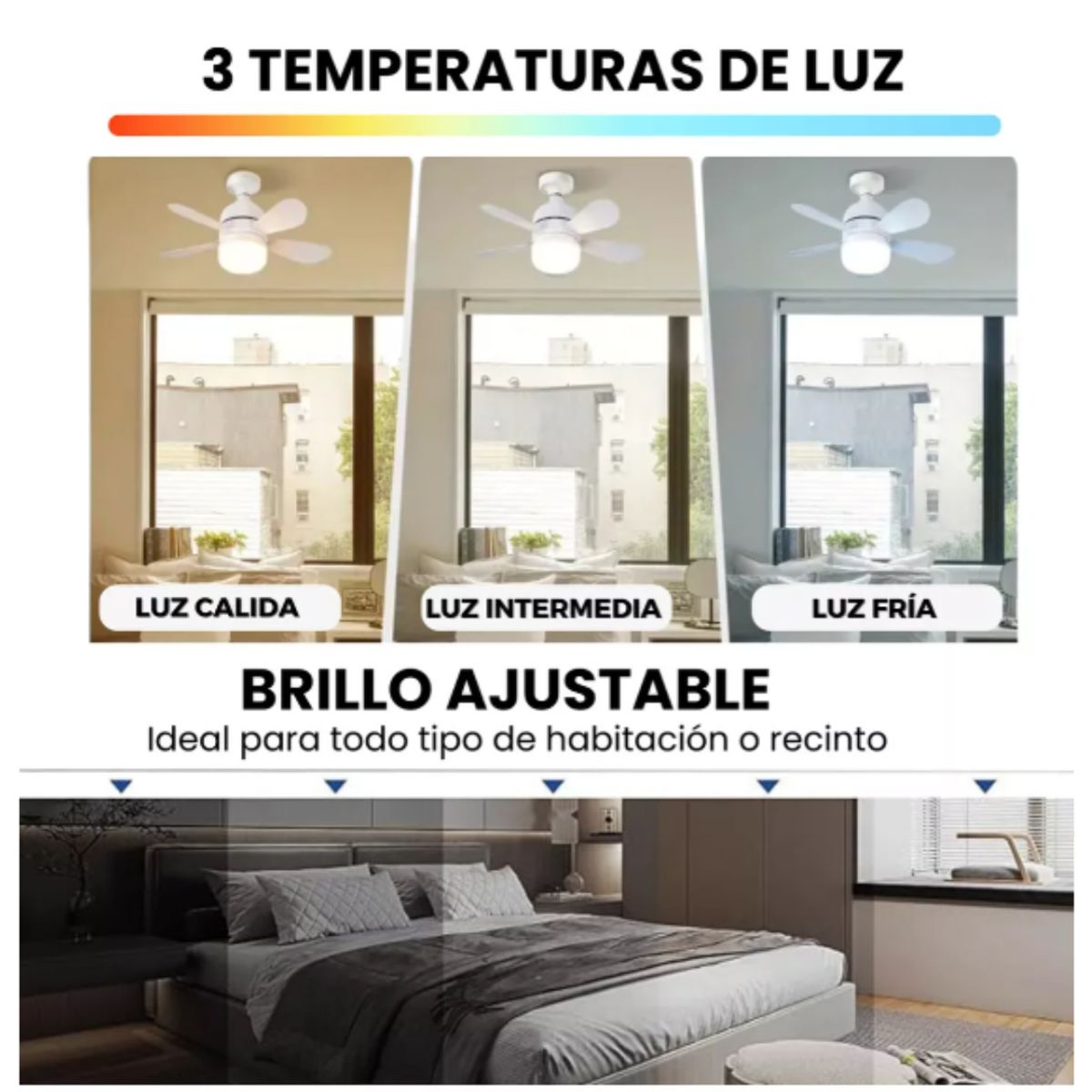 SEISA - Ventilador de Techo control remoto 3 colores 3000-6500K