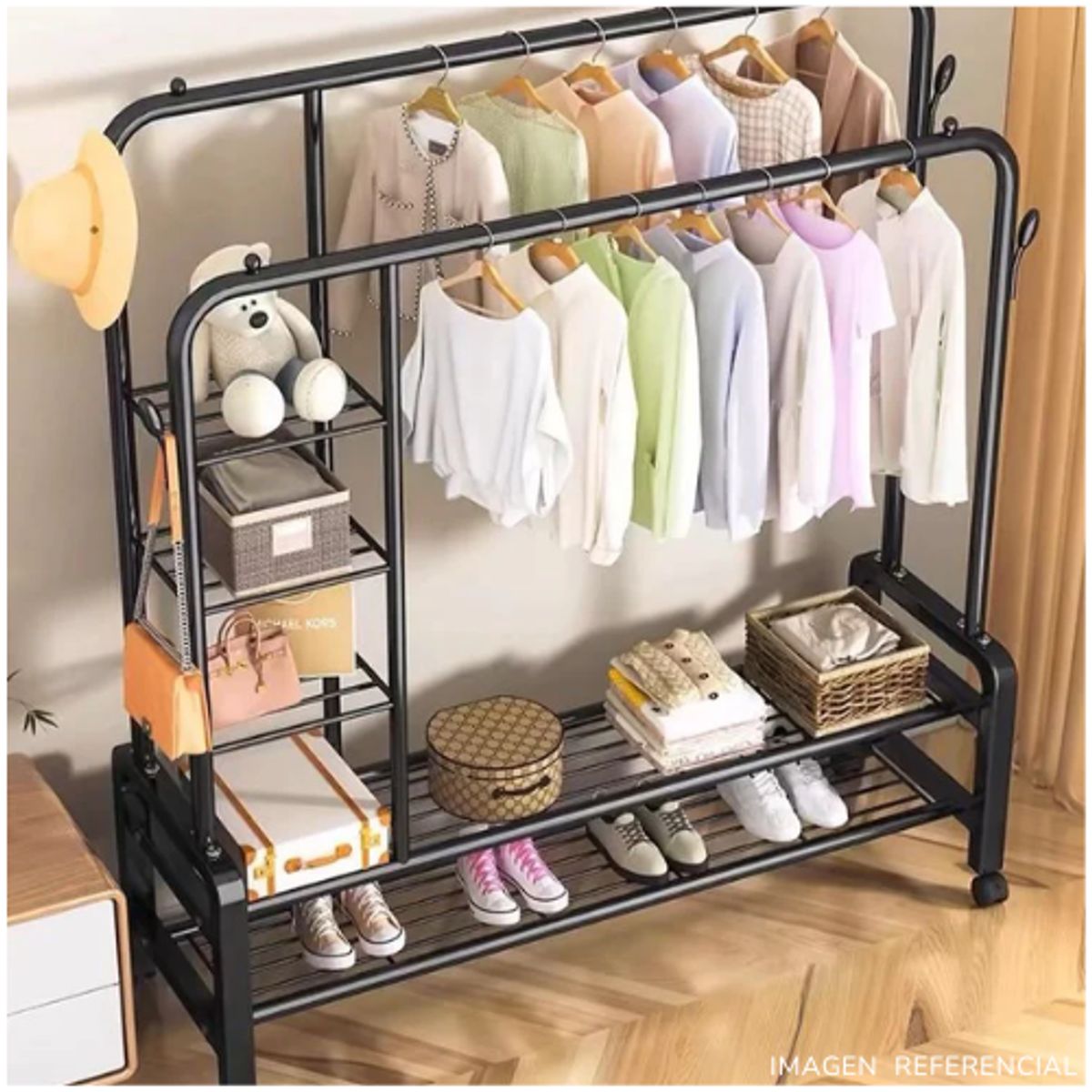 INSPIRA MARKET - Estante Organizador Ropa Perchero Con Ruedas