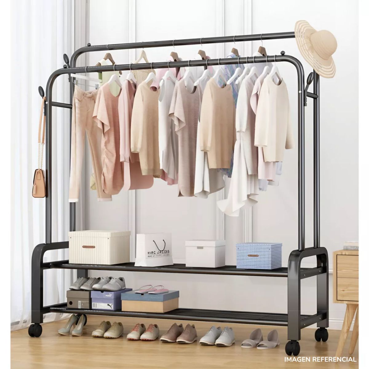 INSPIRA MARKET - Estante Organizador Ropa Perchero Con Ruedas