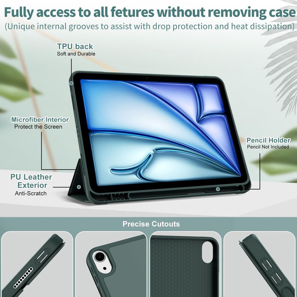 GENERICO - Funda Smart Case Para iPad Air 11" M3 (2025) / M2 (2024)  - Verde