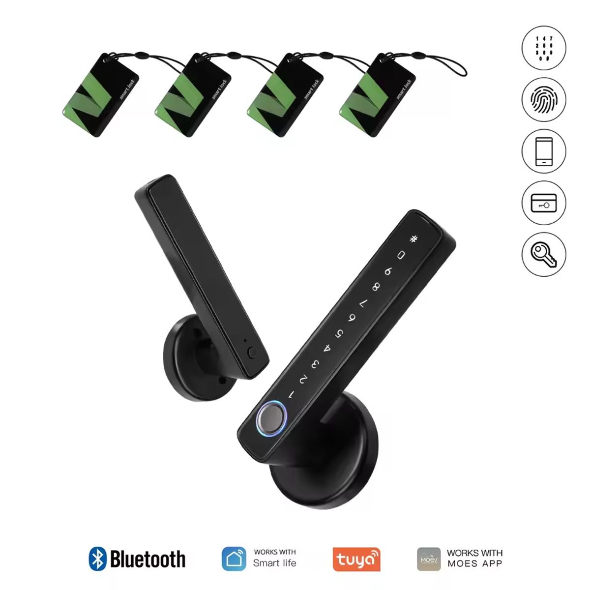 GENERICO - Cerradura inteligente con manija de puerta con huella dactilar