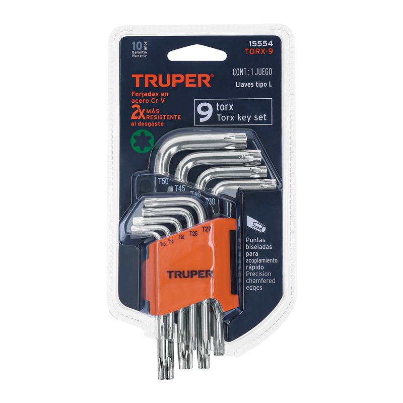 TRUPER - Llaves Torx 9pzas Cortas Con Organizador