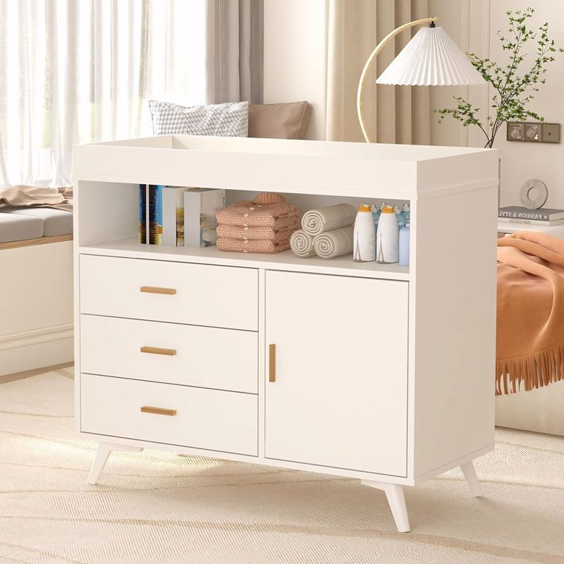 GENERICO - Cómoda Cambiador Para Bebé Amalia 3 Cajones Blanco 120 cm Huk