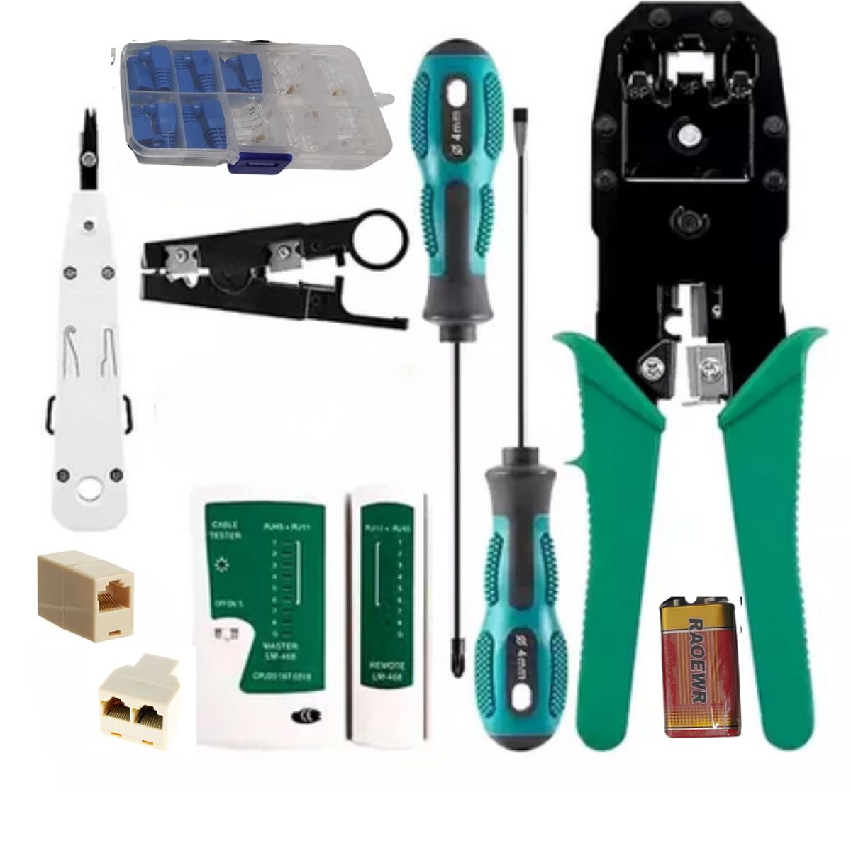 SEISA - Kit Herramientas De Red Tester Crimpador Ponchador Destornillador