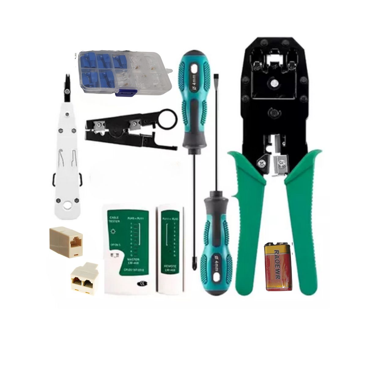 SEISA - Kit Herramientas De Red Tester Crimpador Ponchador Destornillador