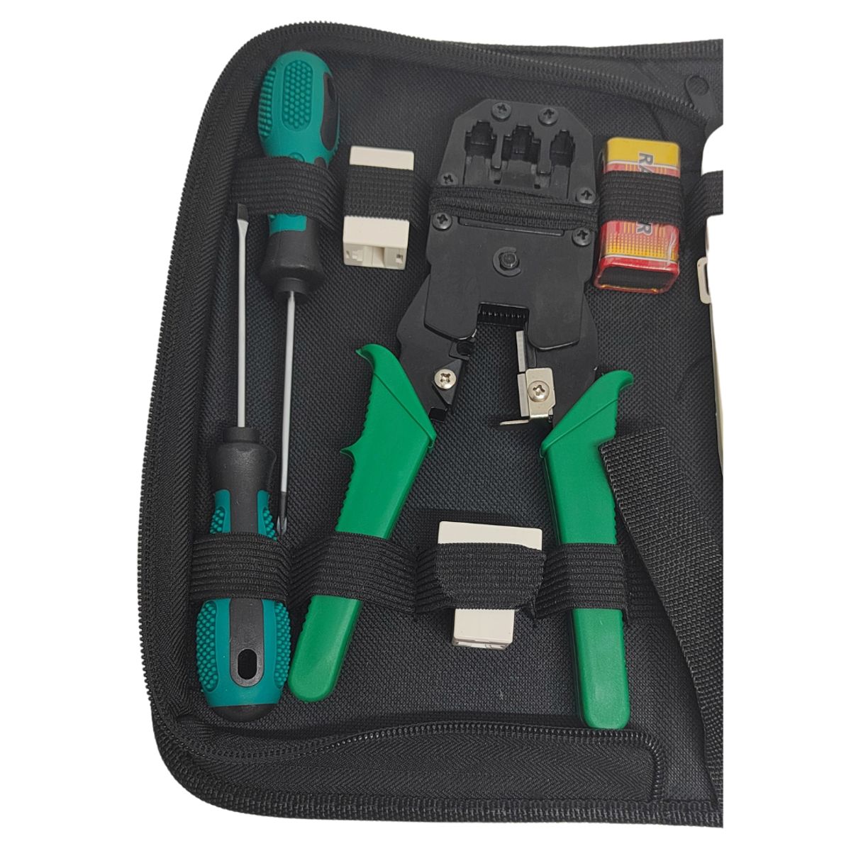 SEISA - Kit Herramientas De Red Crimpador Tester Destornillador Ponchador Empalme