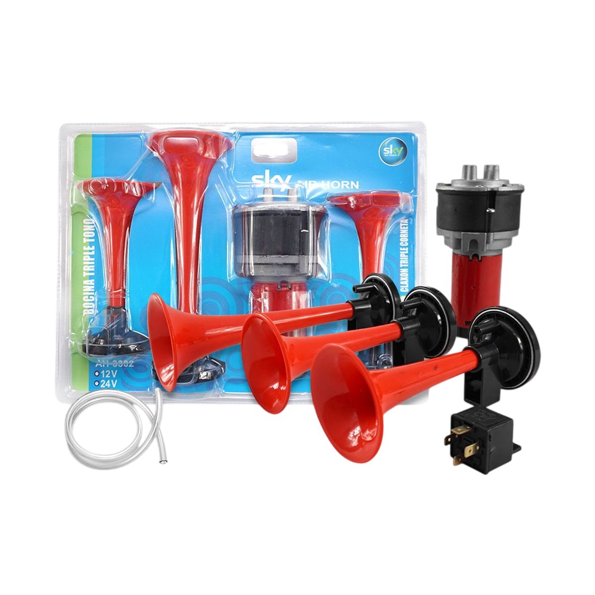 GENERICO - Claxon Musical de 3 Cornetas 24V