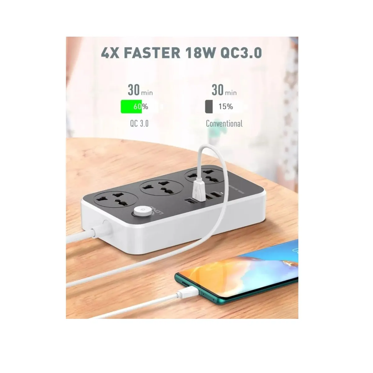 LDNIO - Extencion de pared Universal Ldnio SC3412 38W 3socket