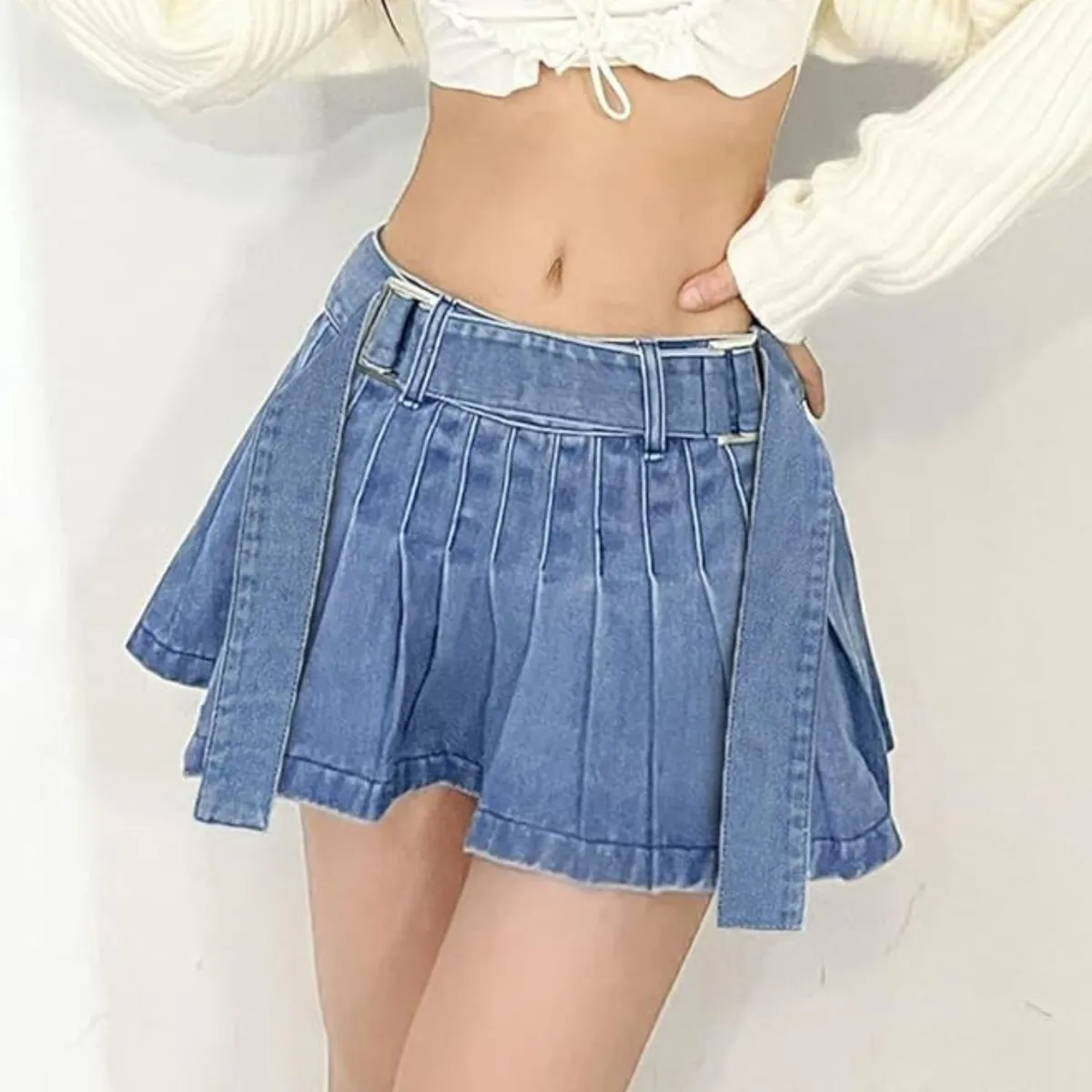 BENCUS JEANS - Falda Denim Plisada Tendencia Y2K  Ultraversátil