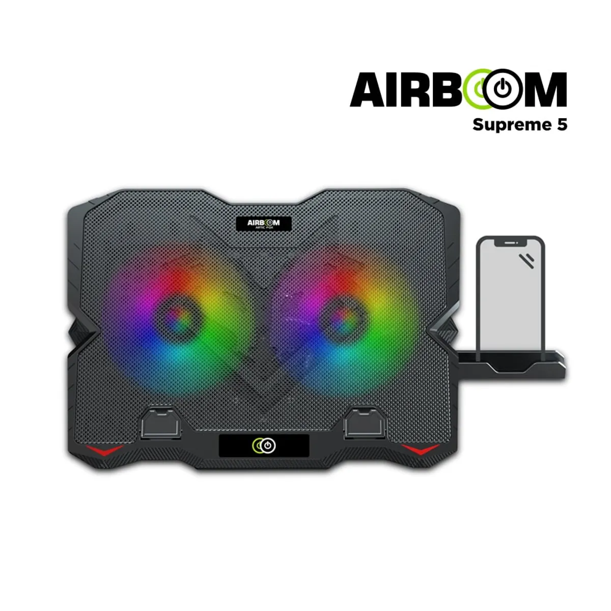 AIRBOOM - Cooler para Laptop 2 Ventiladores Gamer con Luces RGB y Soporte