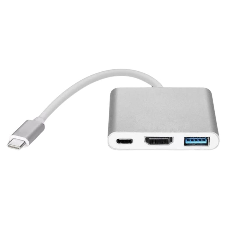 GENERICO - Adaptador Usb 3.1 Tipo C A Hdmi Hembra+ Usb 3.0 + Usb Tipo C