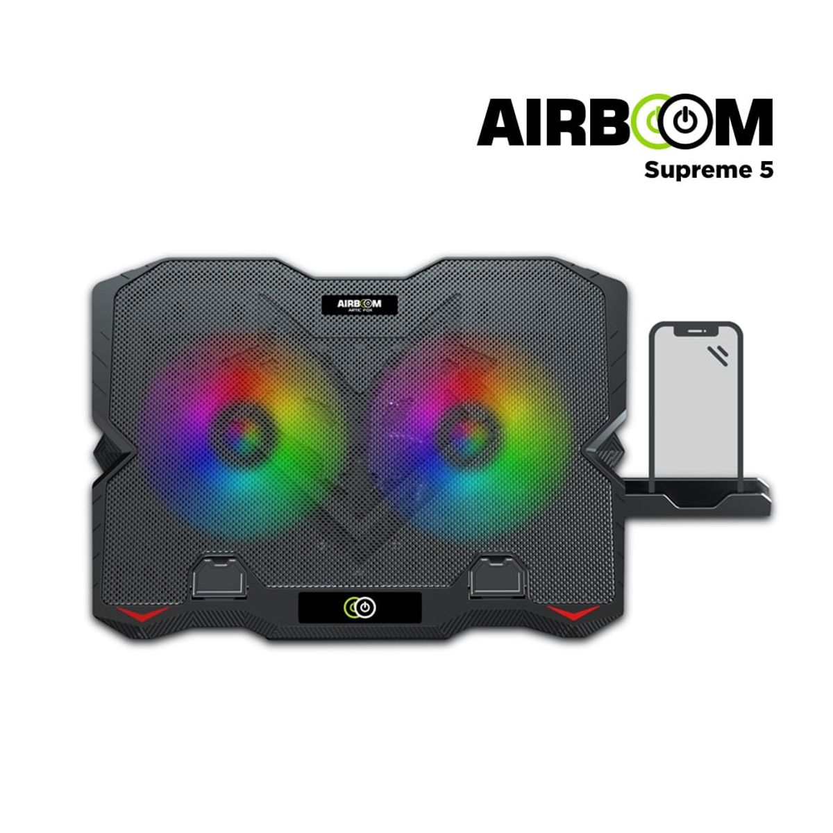 AIRBOOM - Cooler para Laptop 2 Ventiladores Gamer con Luces RGB y Soporte