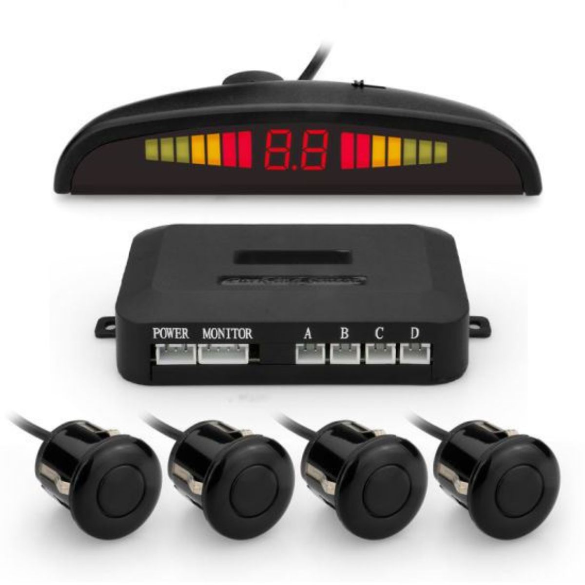 SEISA - Sensor De Retroceso Reversa Auto Parqueo 4 Puntos Negro