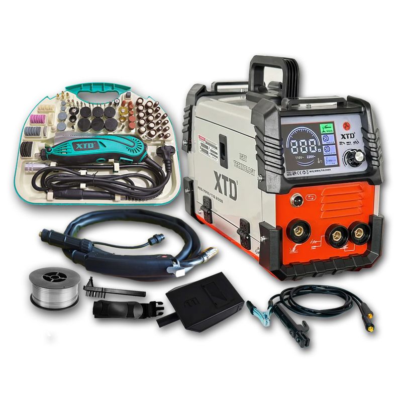 XTD - Soldadora Inversora Mig 200A XTD + Mini Taladro XTD 160w