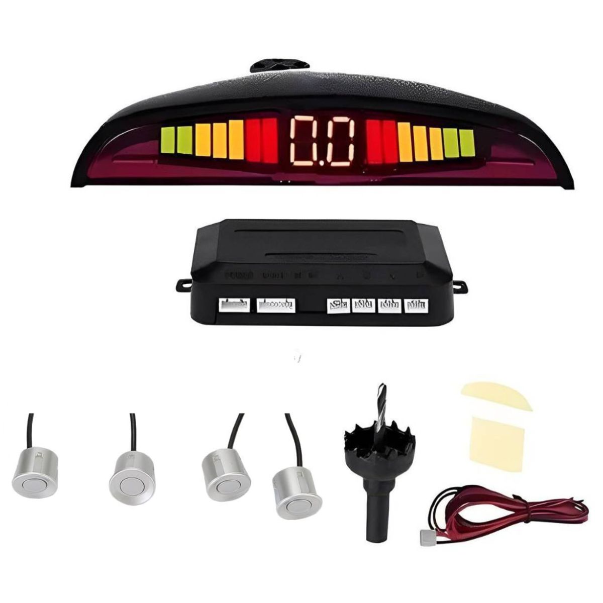 SEISA - Sensor De Retroceso Reversa Auto Parqueo 4 Puntos Plateado