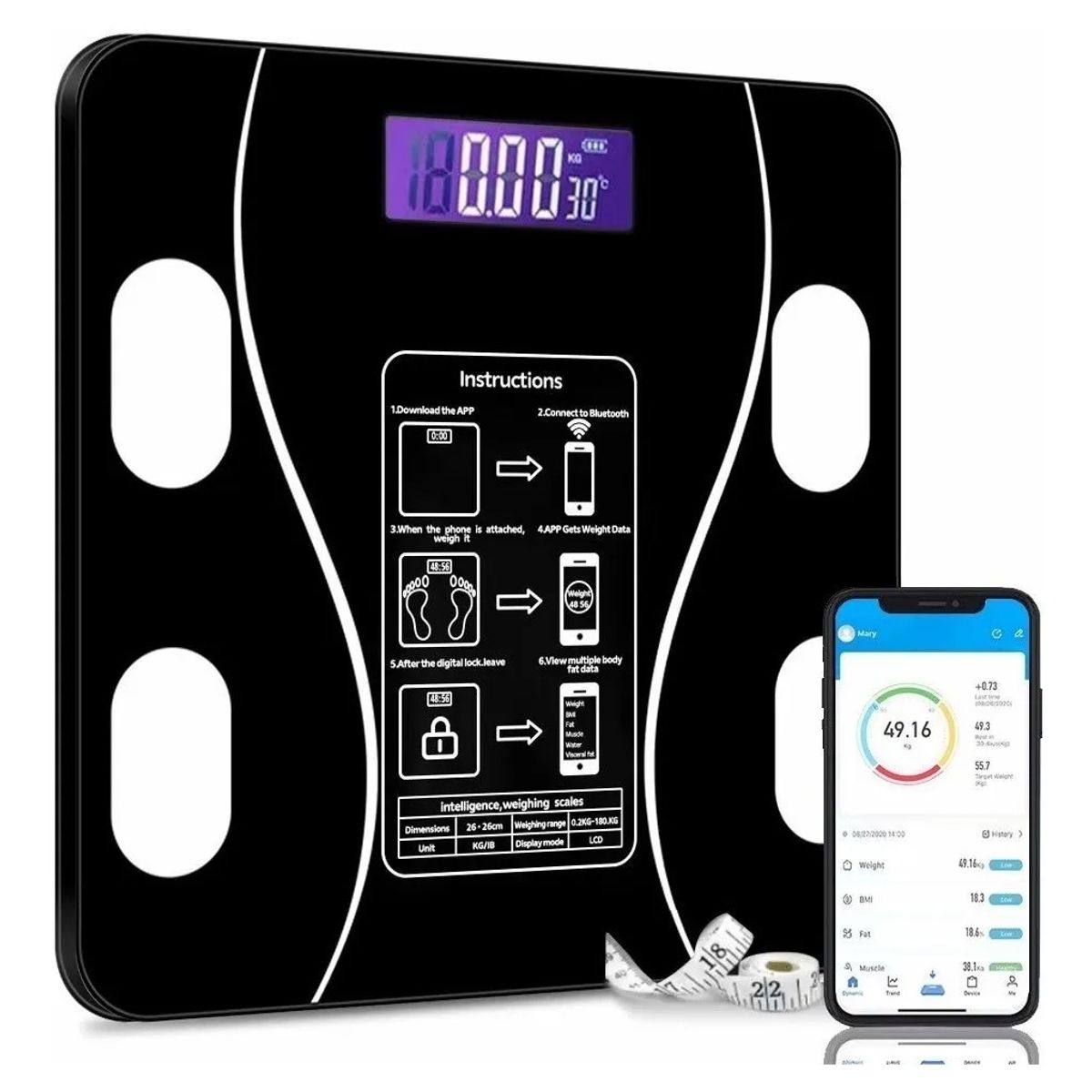 GENERICO - BALANZA SMART BLUETOOTH RECARGABLE