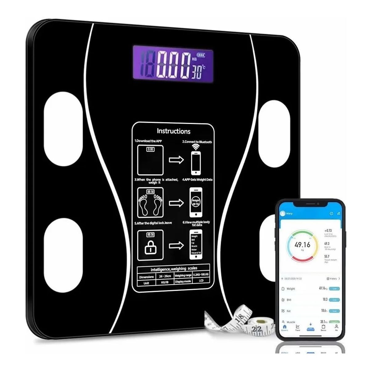 GENERICO - BALANZA SMART BLUETOOTH RECARGABLE