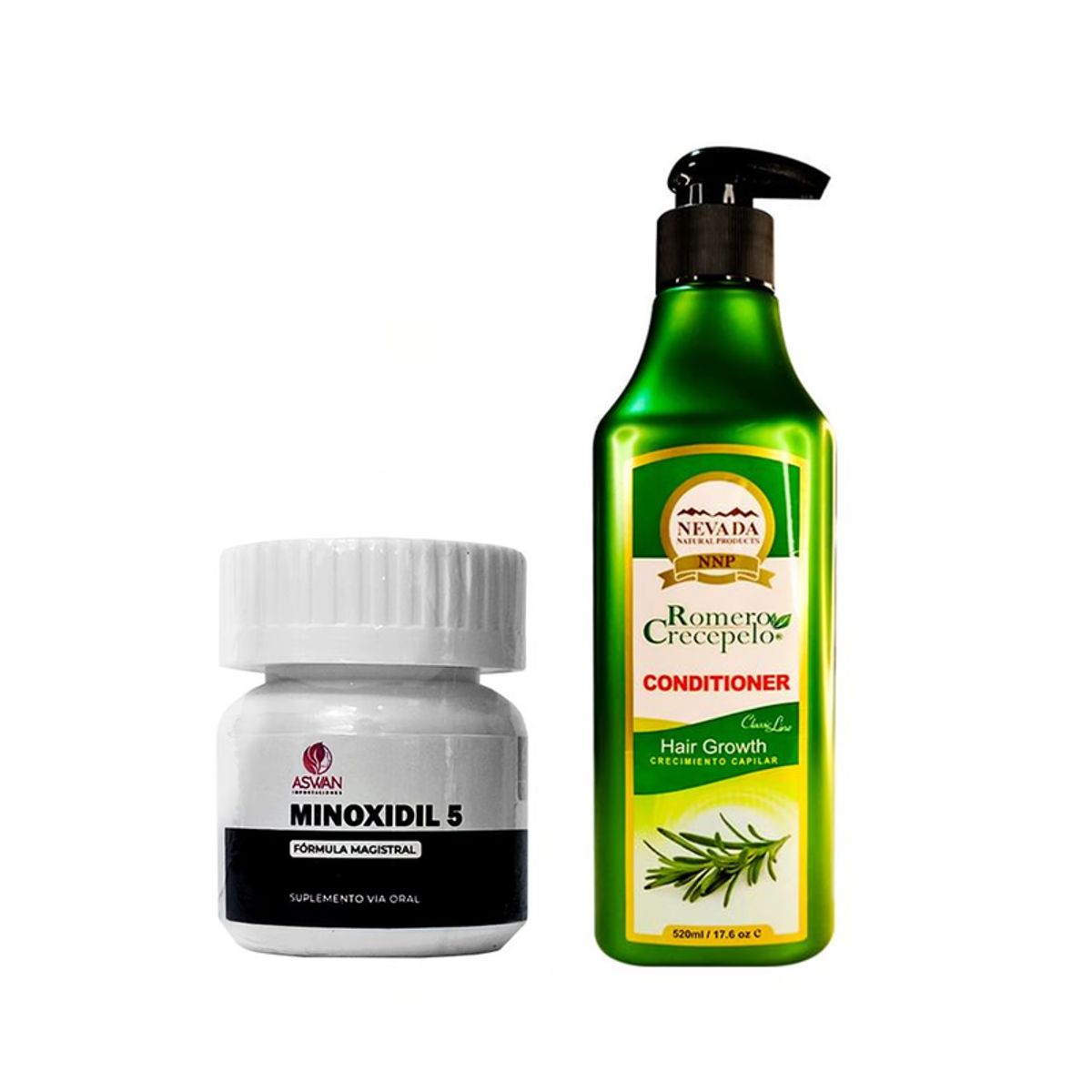 GENERICO - MINOXIDIL 5MG CAPS 60 + SHAMPOO ROMERO CRECEPELO 520ML