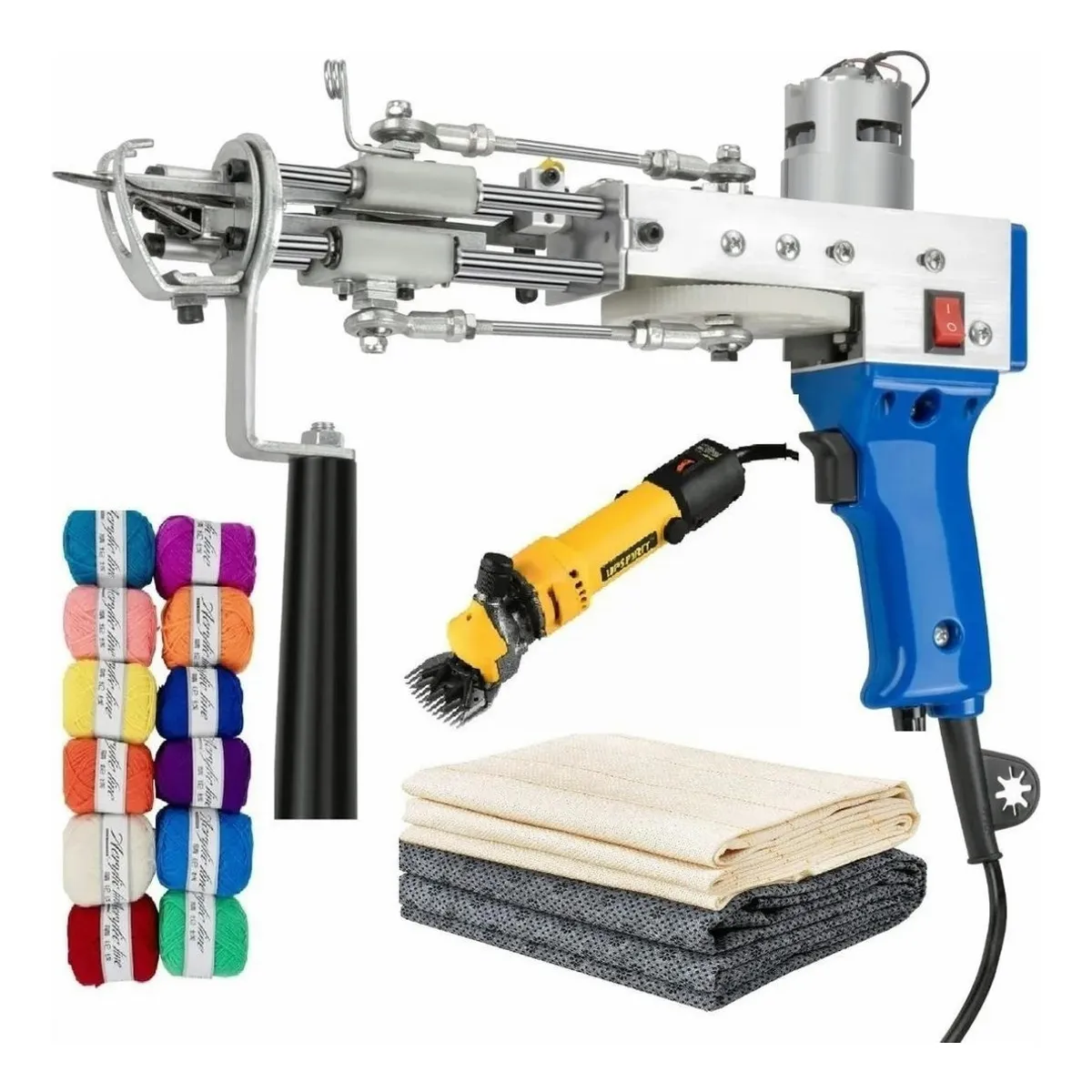 QUICK - Kit Maquina Tufting + Esquiladora + Tela Base + Lanas