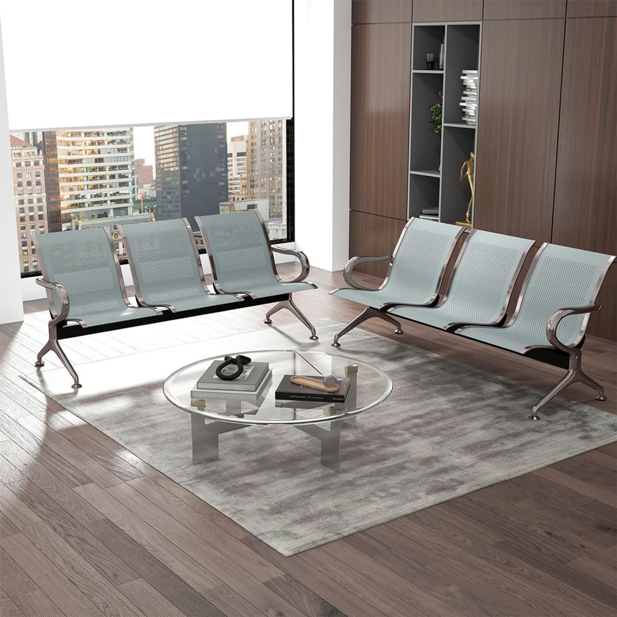 OFIDEAS - Banqueta de Espera - Tandem Sin Tapiz 3 Asientos Blanco Ofideas