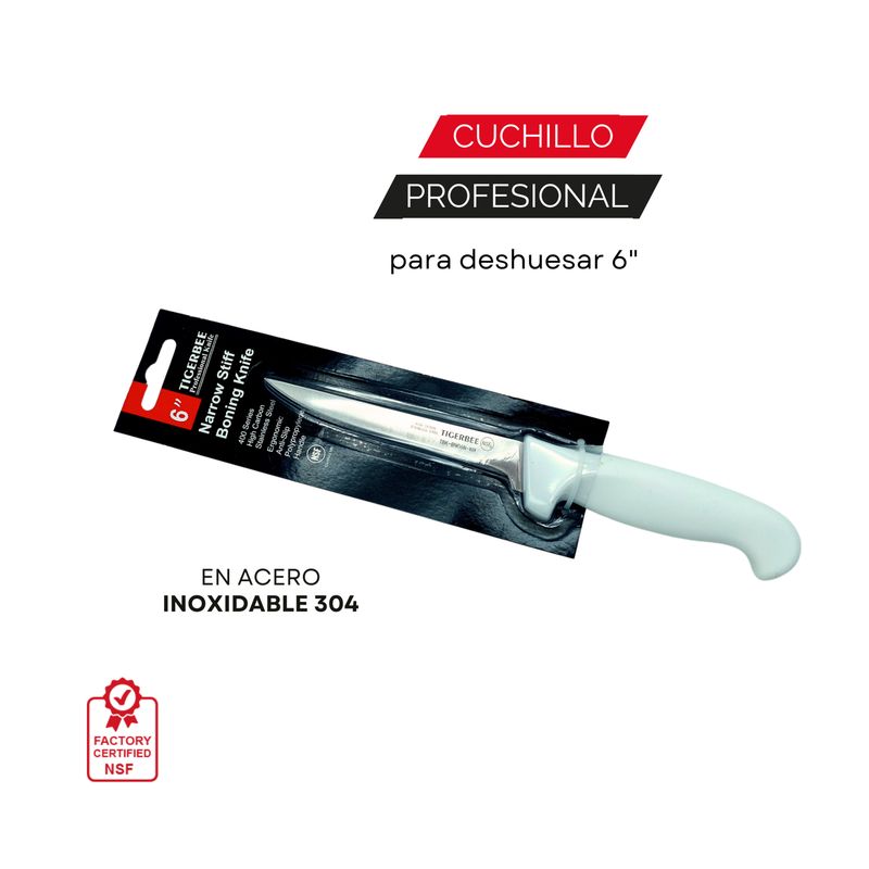 TIGERBEE - Cuchillo para Deshuesar con mango Blanco 6¨