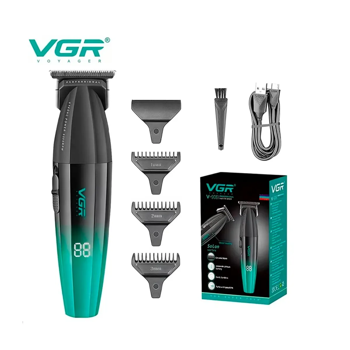PREMIUM - Maquina Corte Cabello VGR V 906 Pantalla Digital Trimmer