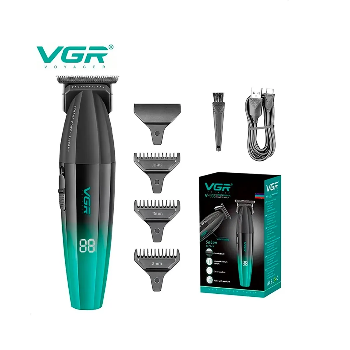 PREMIUM - Maquina Corte Cabello VGR V 906 Pantalla Digital Trimmer