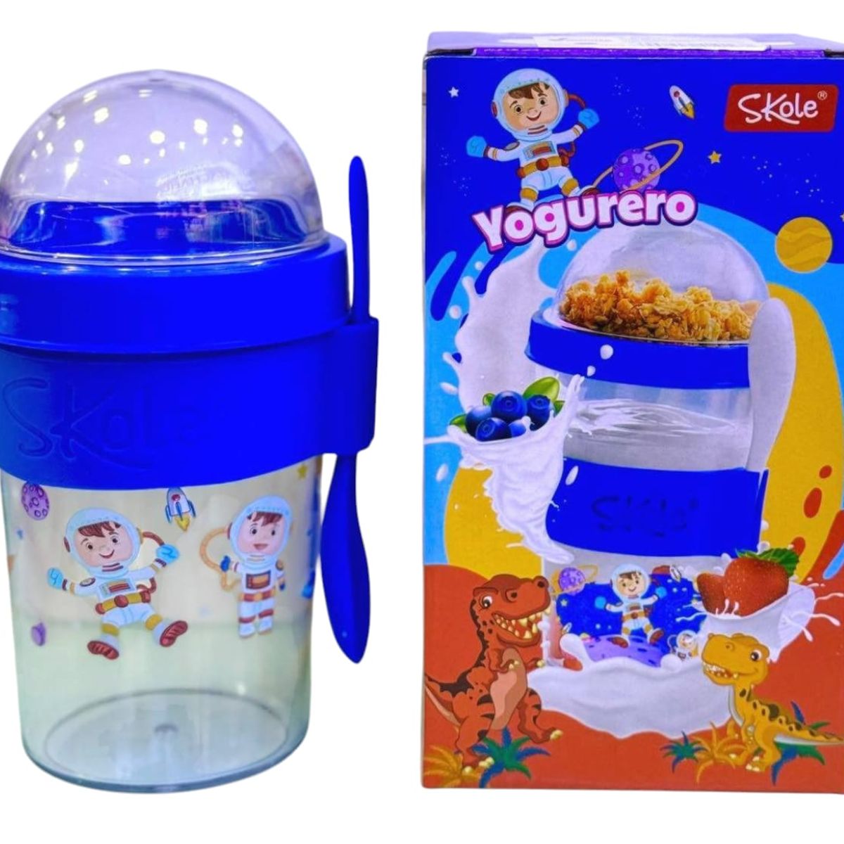 GENERICO - VASO YOGURERO AZUL ASTRONAUTA-GENERICO