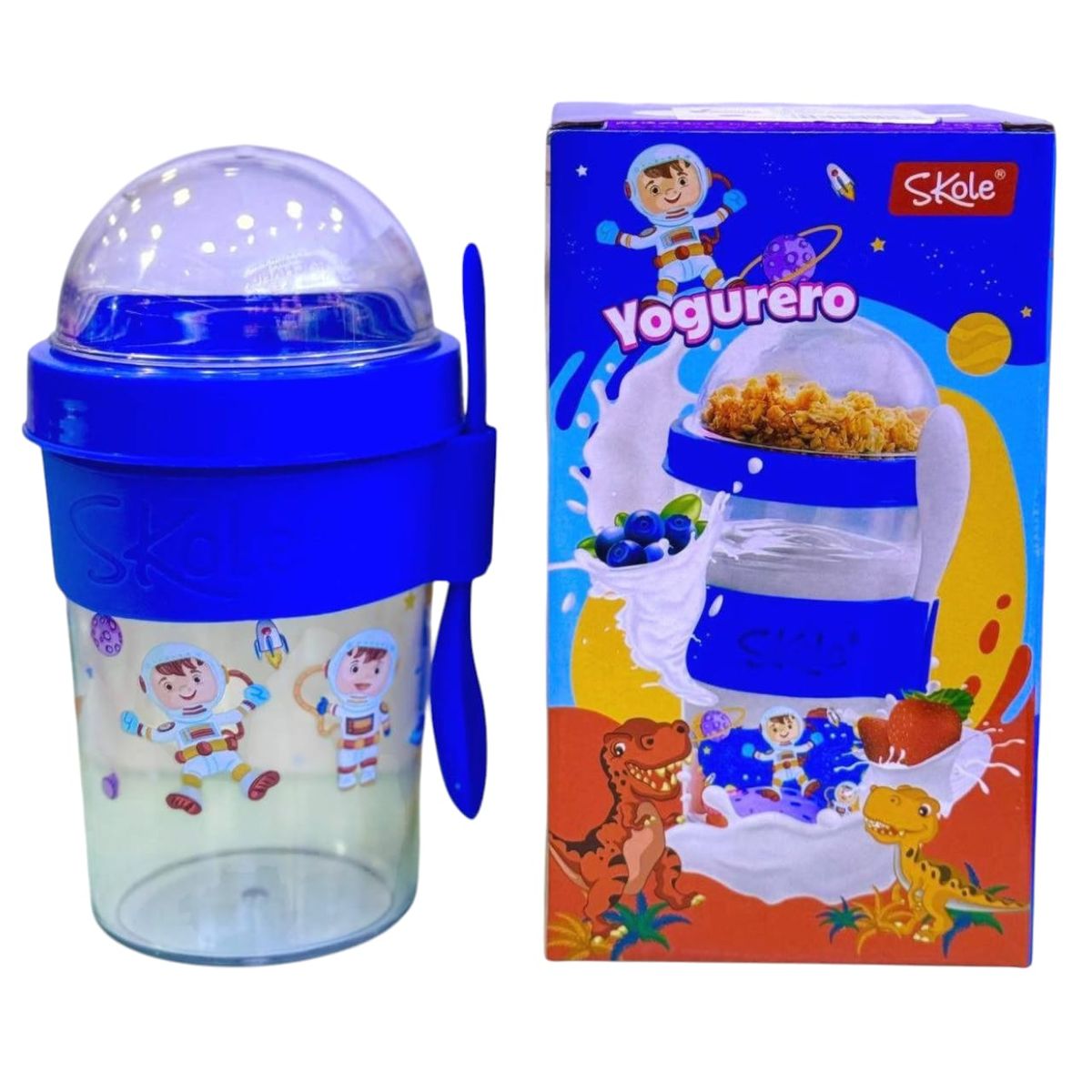 GENERICO - VASO YOGURERO AZUL ASTRONAUTA-GENERICO