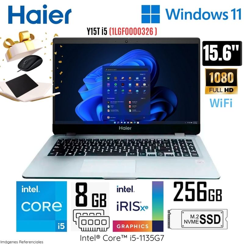 HAIER - Laptop Haier Y15T I5 Intel Corei5-1135G7 8GB RAM  256GB SSD 15.6"   FHD  Intel Iris Xe 1LGF0000326