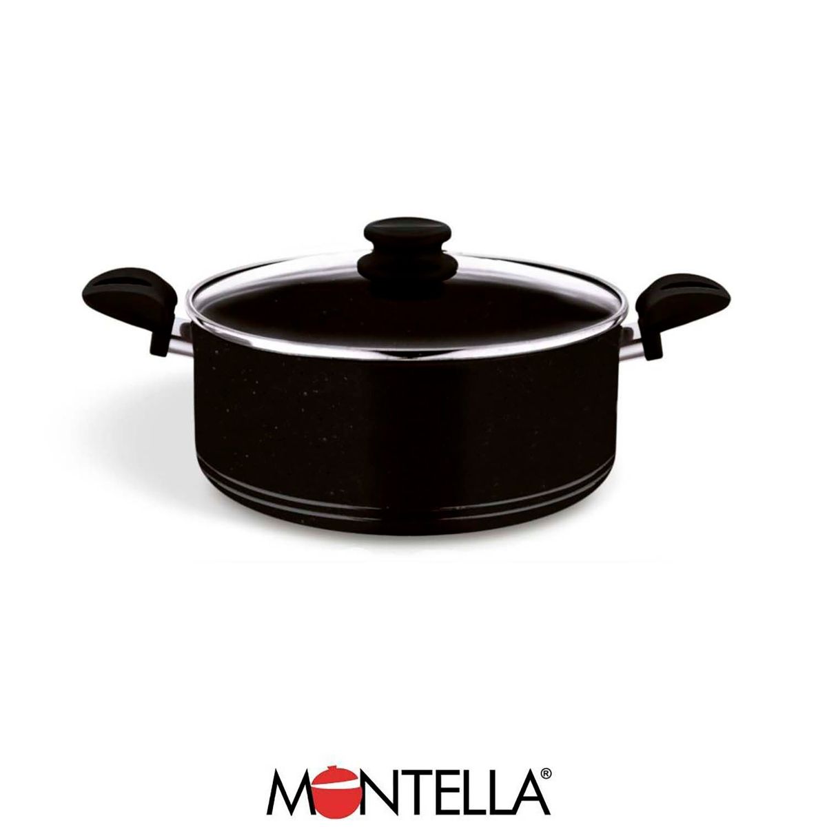 BONERA - Olla Granito Black 20cm Montella Con Tapa de Vidrio