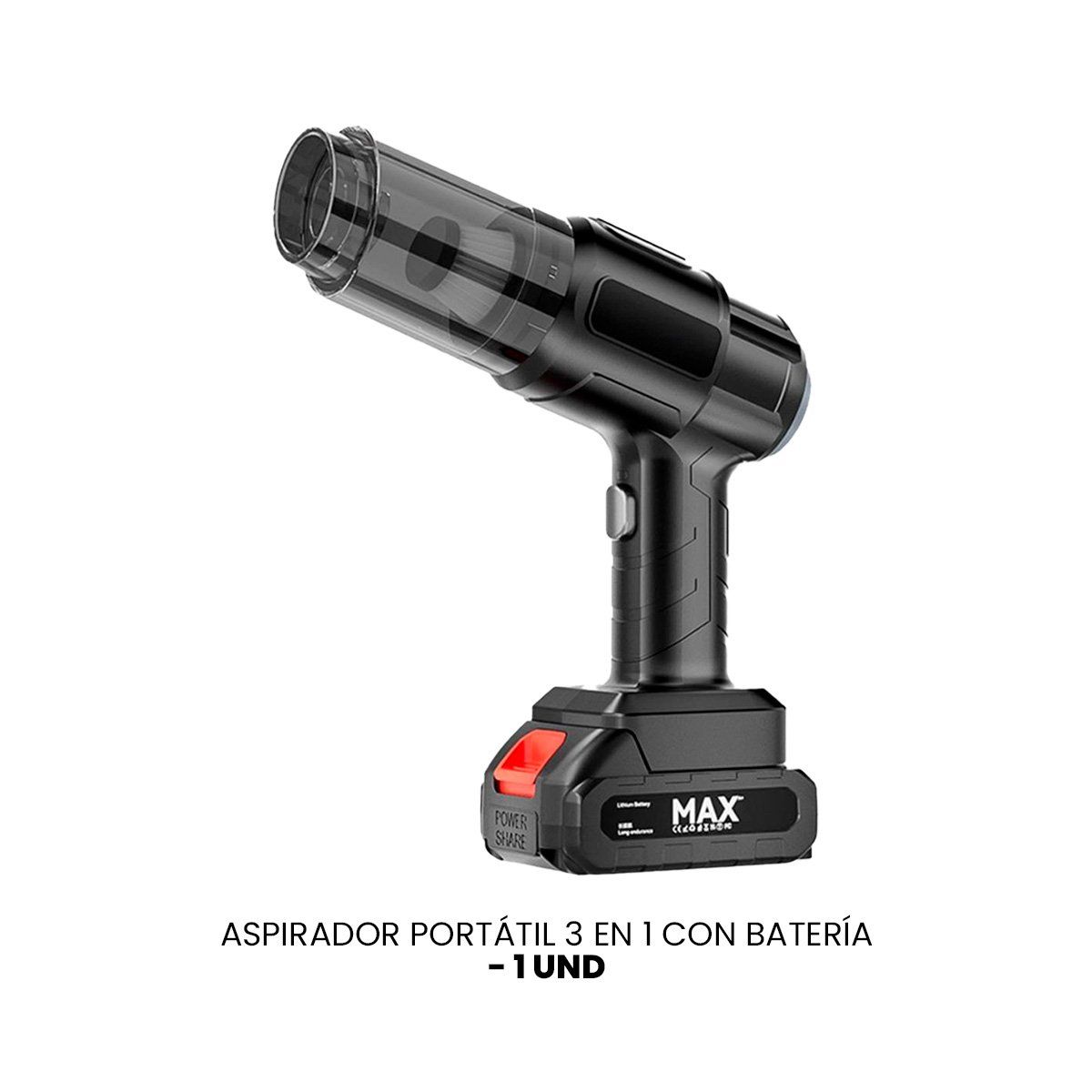 GENERICO - ASPIRADOR PORTATIL 3 EN 1 CON BATERIA