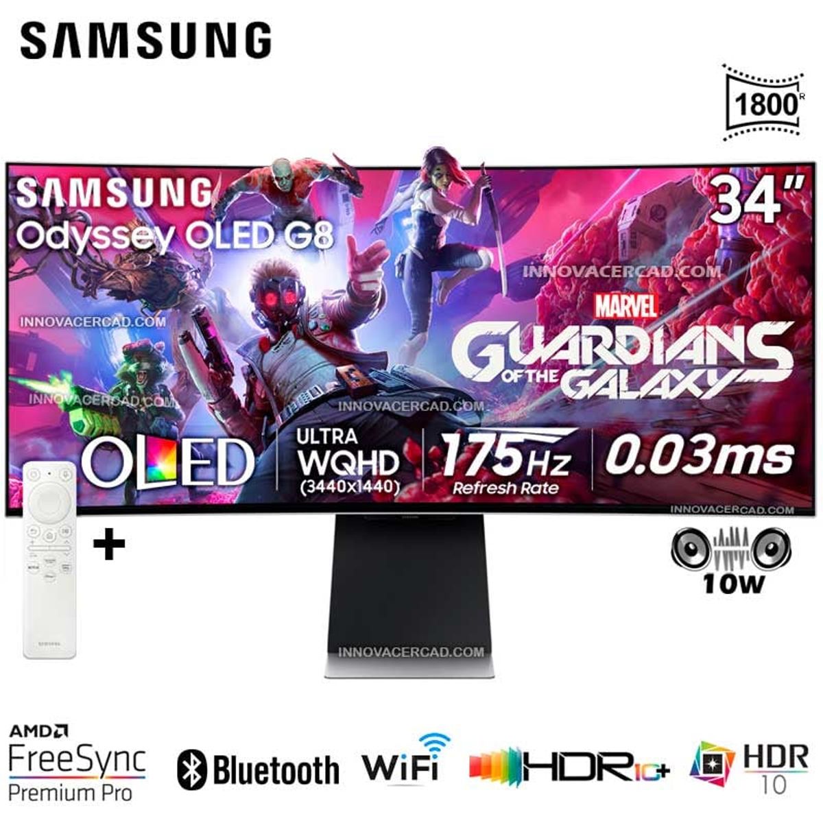 SAMSUNG - Monitor OLED Gaming Odyssey G8 de 34 LS34DG850SLXPE 175hz 05ms 4K