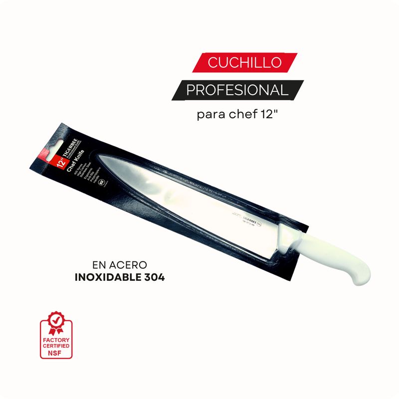 TIGERBEE - Cuchillo para Chef con mango Blanco 12¨