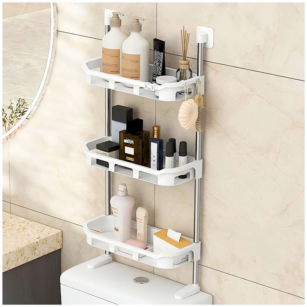 MINARI - Estante Repisa Organizador de baño de 3 Niveles Blanco 130B
