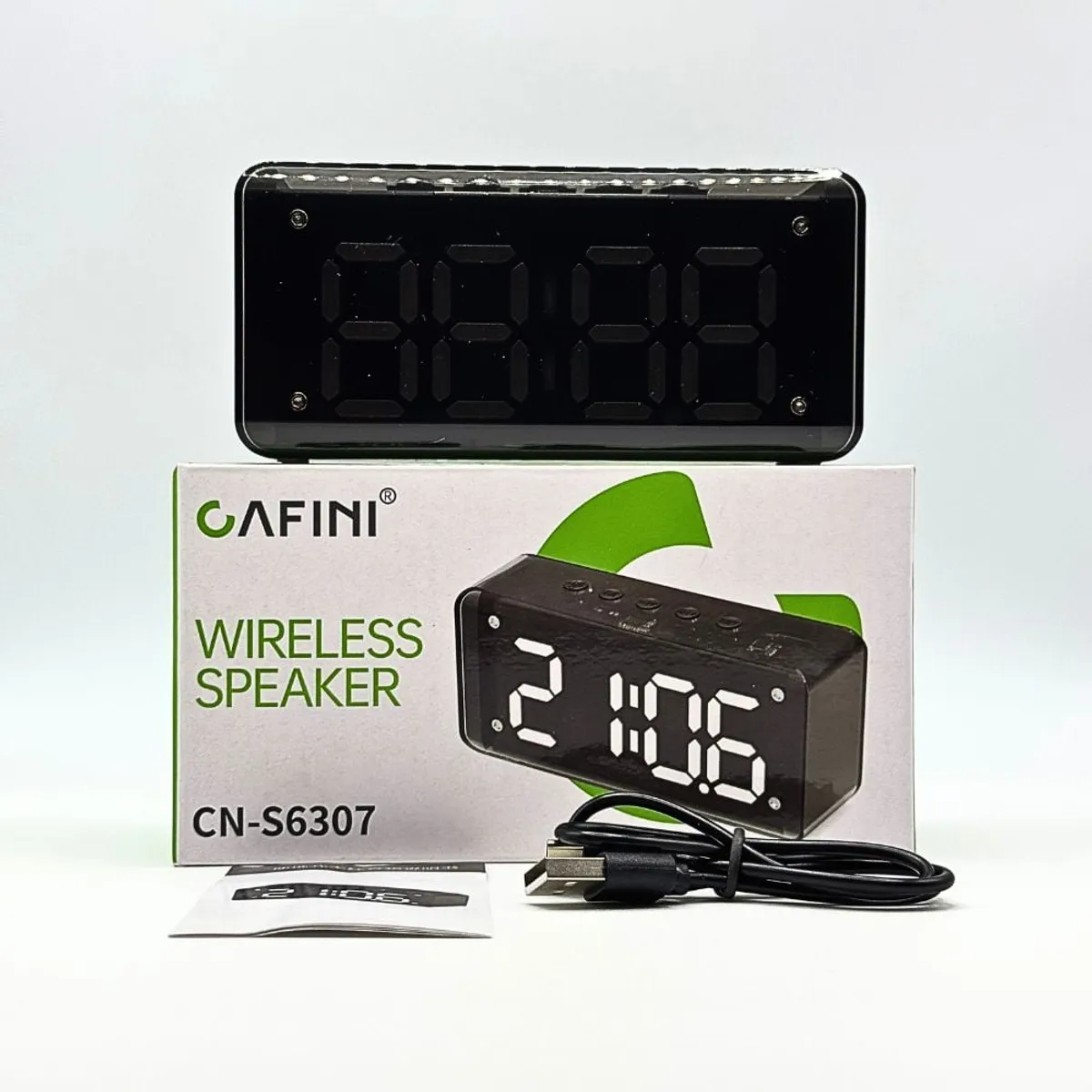 CAFINI - Parlante Inalámbrico Portátil con Alarma Reloj Radio CAFINI CN-S6307