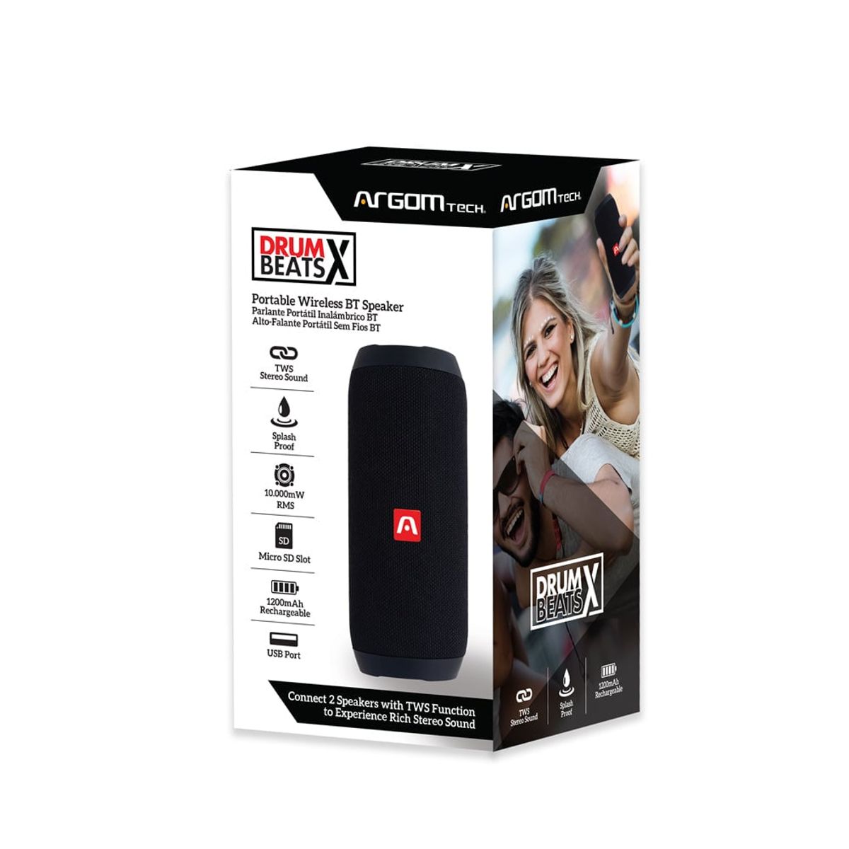 ARGOMTECH - PARLANTE BT DRUM BEATS TWS NEGRO