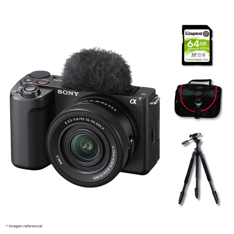 SONY - Cámara Sony ZV-E10 II Mirrorless + Lente 16-50mm II + Kit Deluxe