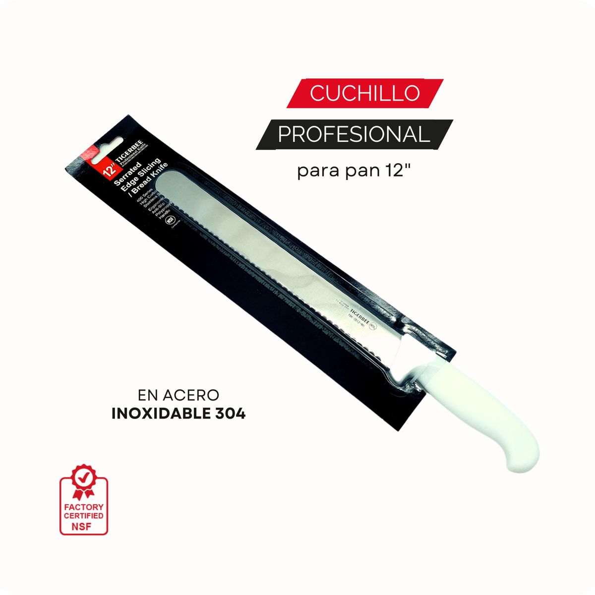 TIGERBEE - Cuchillo para Pan con borde Dentado 12¨
