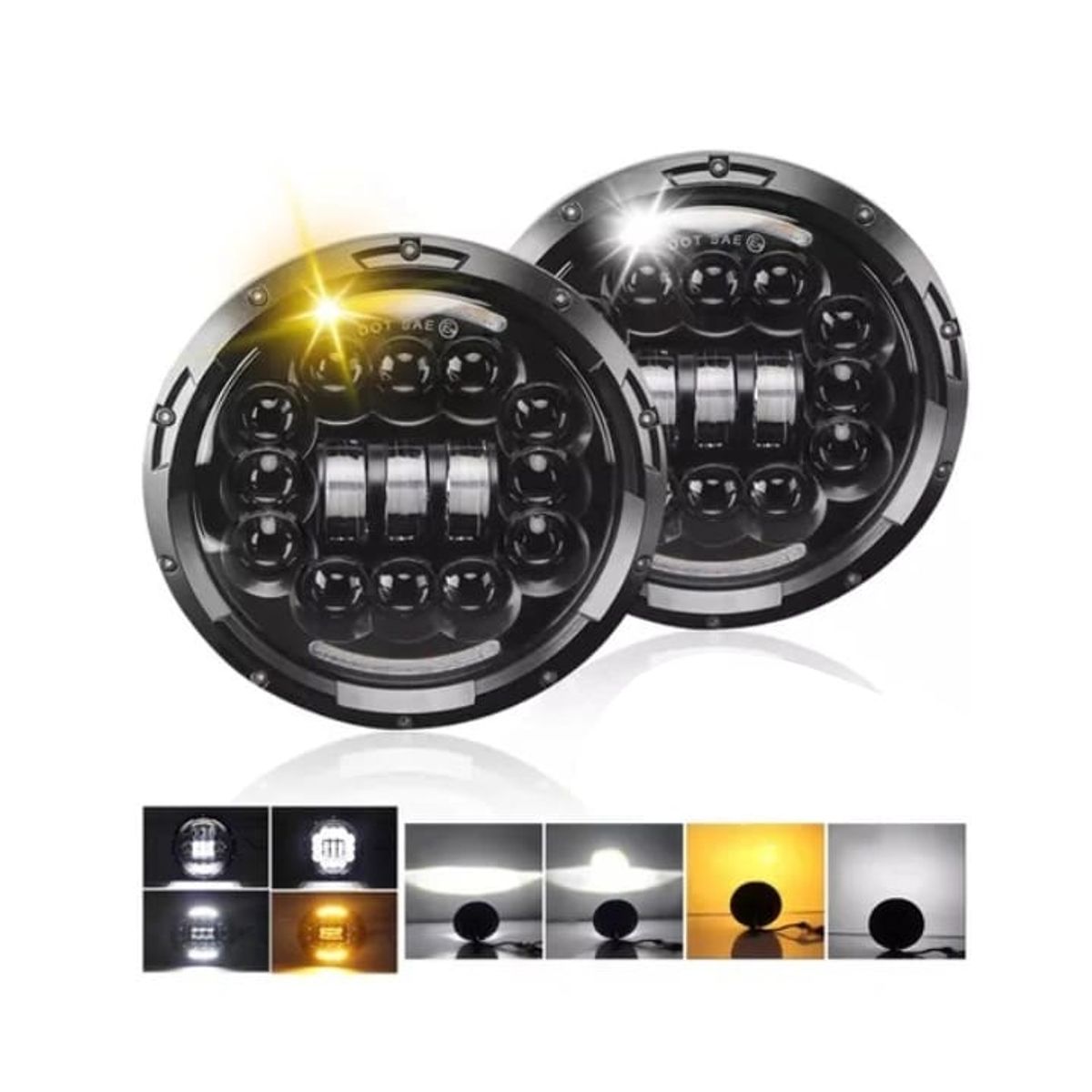 GENERICO - Faros led Lupa H4 Redondo 7 pulgadas