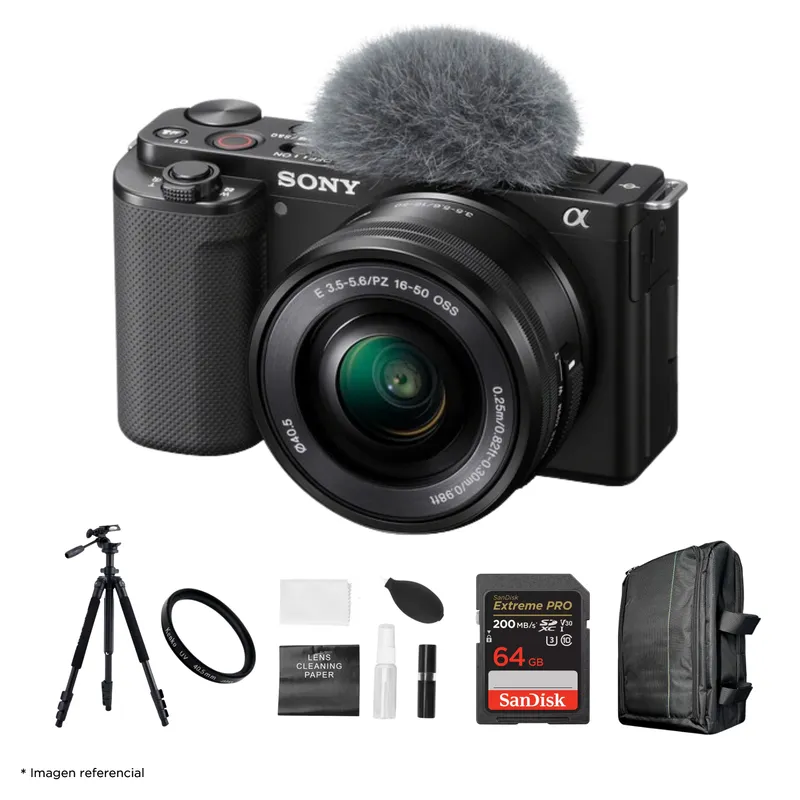 SONY - Cámara Sony ZV-E10 II Mirrorless + Lente 16-50mm II + Kit Ultimate